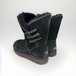 UGG Constantine Ankle Boots Womens‎ Size 8 Black Suede Shearling Fur 1018629